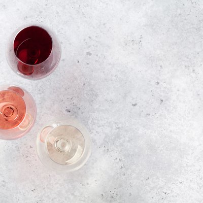 Red, rose and white wine glasses