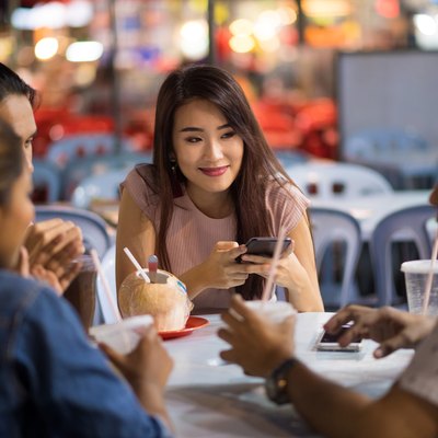 Friends enjoying a local night market