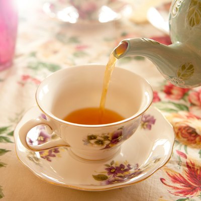 Pouring tea without tea bags