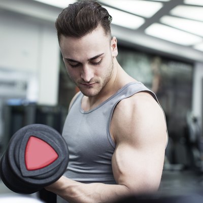 Young Man Exercising with Weights