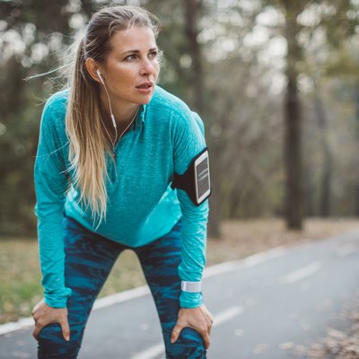 Woman running in park