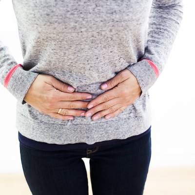 Woman with stomach pain