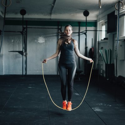 Rope skipping at the gym.