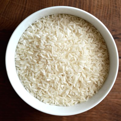 White rice in the bowl