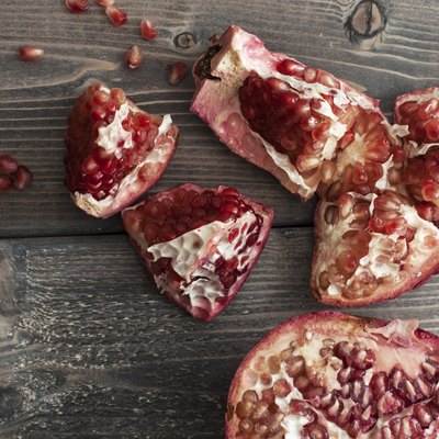 Red pomegranate with juicy seeds