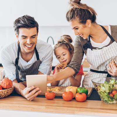 Family learning how to meal plan for different diets