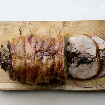 Herb stuffed rolled pork loin