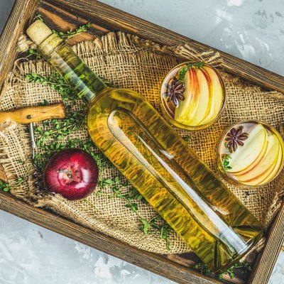Bottle And Glass Of Homemade vinegar
