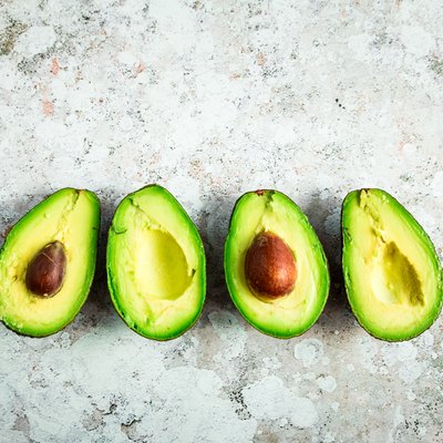 Overhead view of freshly prepared avocados