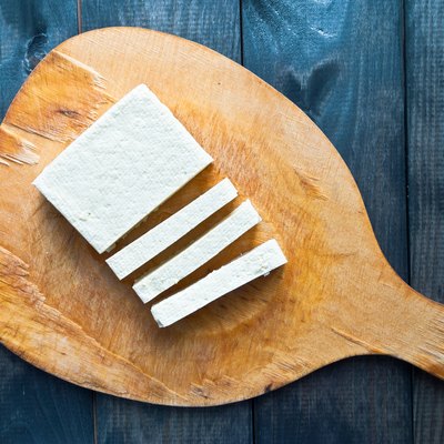 Slices of raw tofu