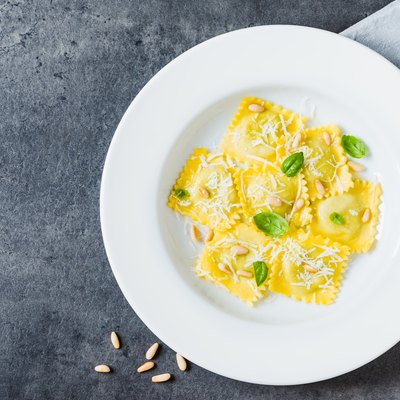 Ravioli plate with parmesan.