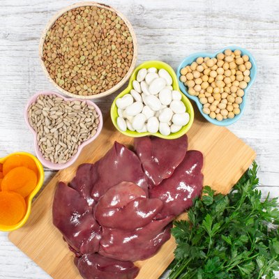 Products containing iron (ferrum). Healthy product.