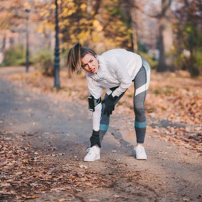 Sportswoman with sprained ankle