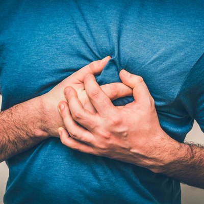 Man having chest pain, heart attack