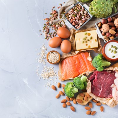 Assortment of healthy protein source and body building food