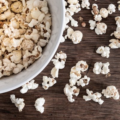 Directly Above Shot Of Popcorn In Bowl On Table