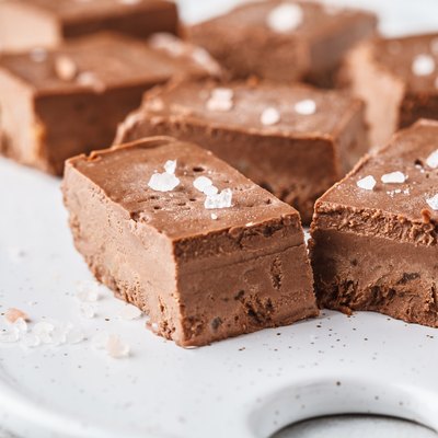 chocolate fudge on a white board.