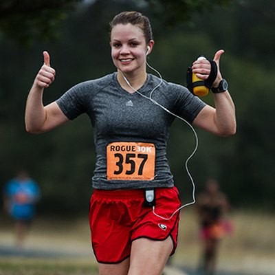 Woman running a race
