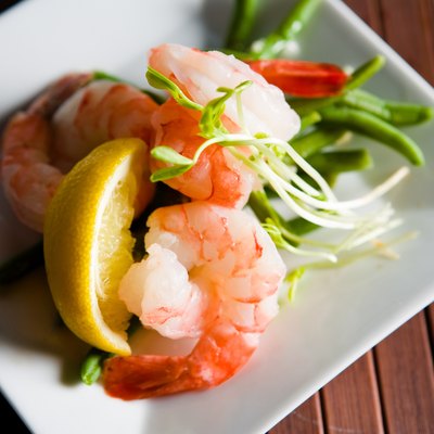 Plate of shrimp with vegetables