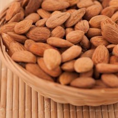 Basket filled with almonds