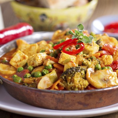 Vegan curry with tofu and vegetables