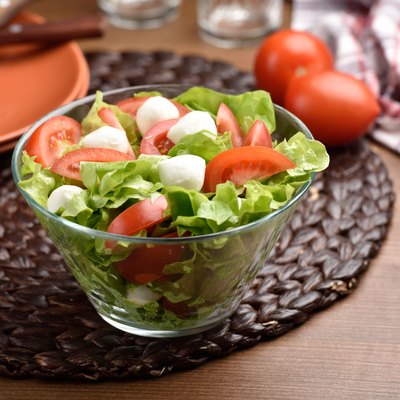 Mozzarella, tomato, and lettuce salad