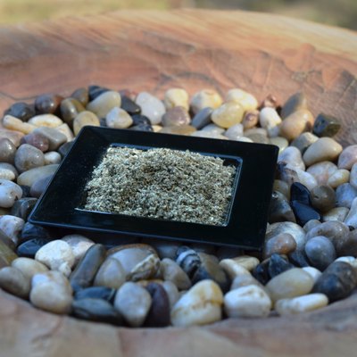 Rubbed Sage in a Small Black Dish