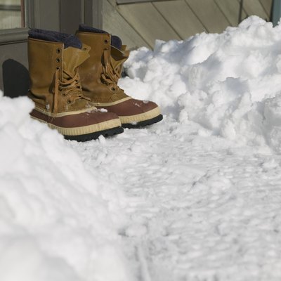 Snow boots on path