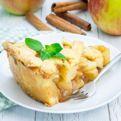 Homemade delicious apple pie with lattice pattern