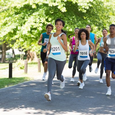 Marathon athletes running