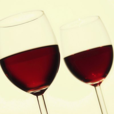 Pair of red wine, low angle view