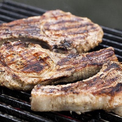 Pork chops on grill