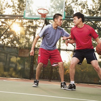Two street players on the basketball court