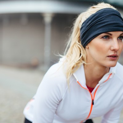 Motivated and focused sporty woman