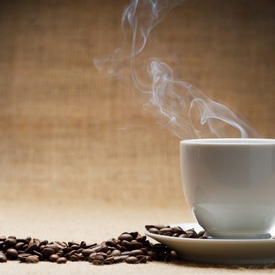 Cup of hot coffee about the ferry