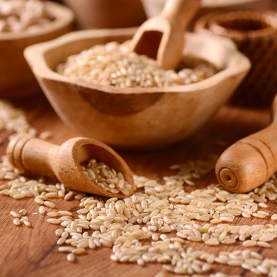 brown rice in foreground