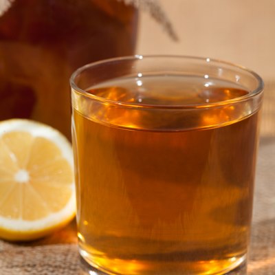 Kombucha superfood pro biotic tea fungus beverage in glass