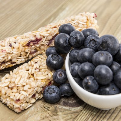 Muesli Bars with Blueberries in a bowl