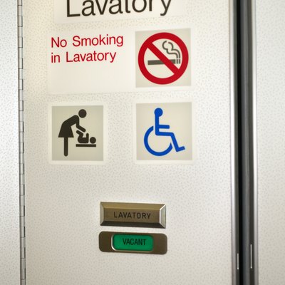 Bathroom door on airplane