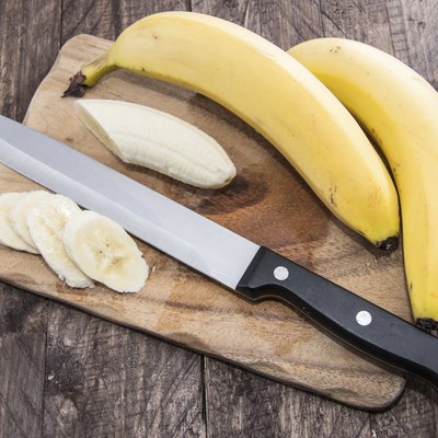Chopped Banana on a cutting board