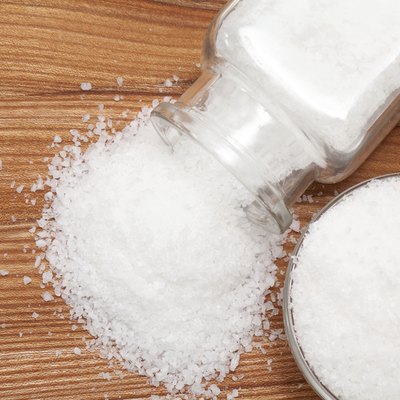 sea salt on wooden table