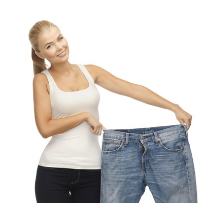 sporty woman showing big pants