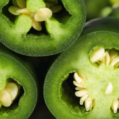 Freshly sliced jalapeno peppers