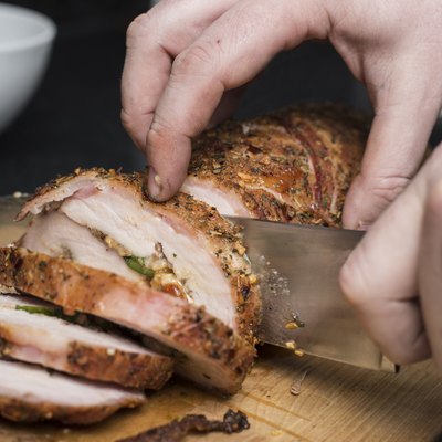 Slicing pork fillet