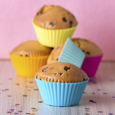 Homemade cupcakes with silicone molds