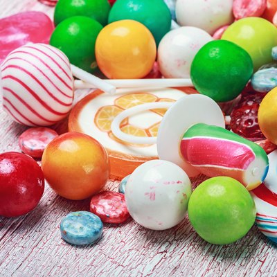 multicolored lollipops and candy