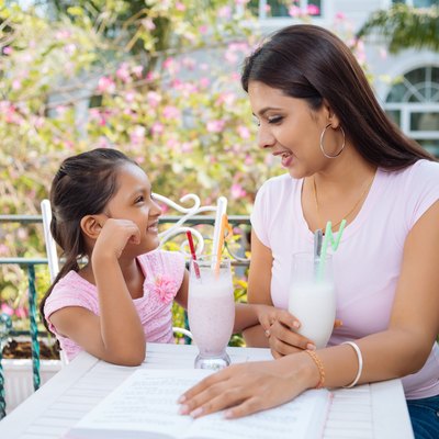 Talking mother and daughter