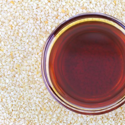 Sesame oil on white seeds