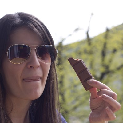licking chocolate remains