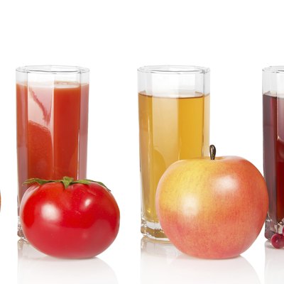 Various juice, fruit and the vegetables
